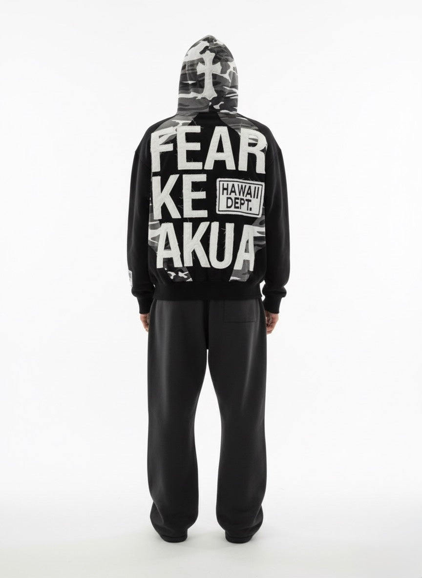 Hawaii Essentials Hoodie - Black Snow Camo Zip