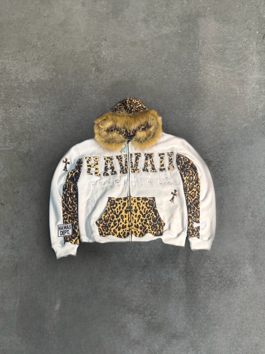 White Leopard Zip