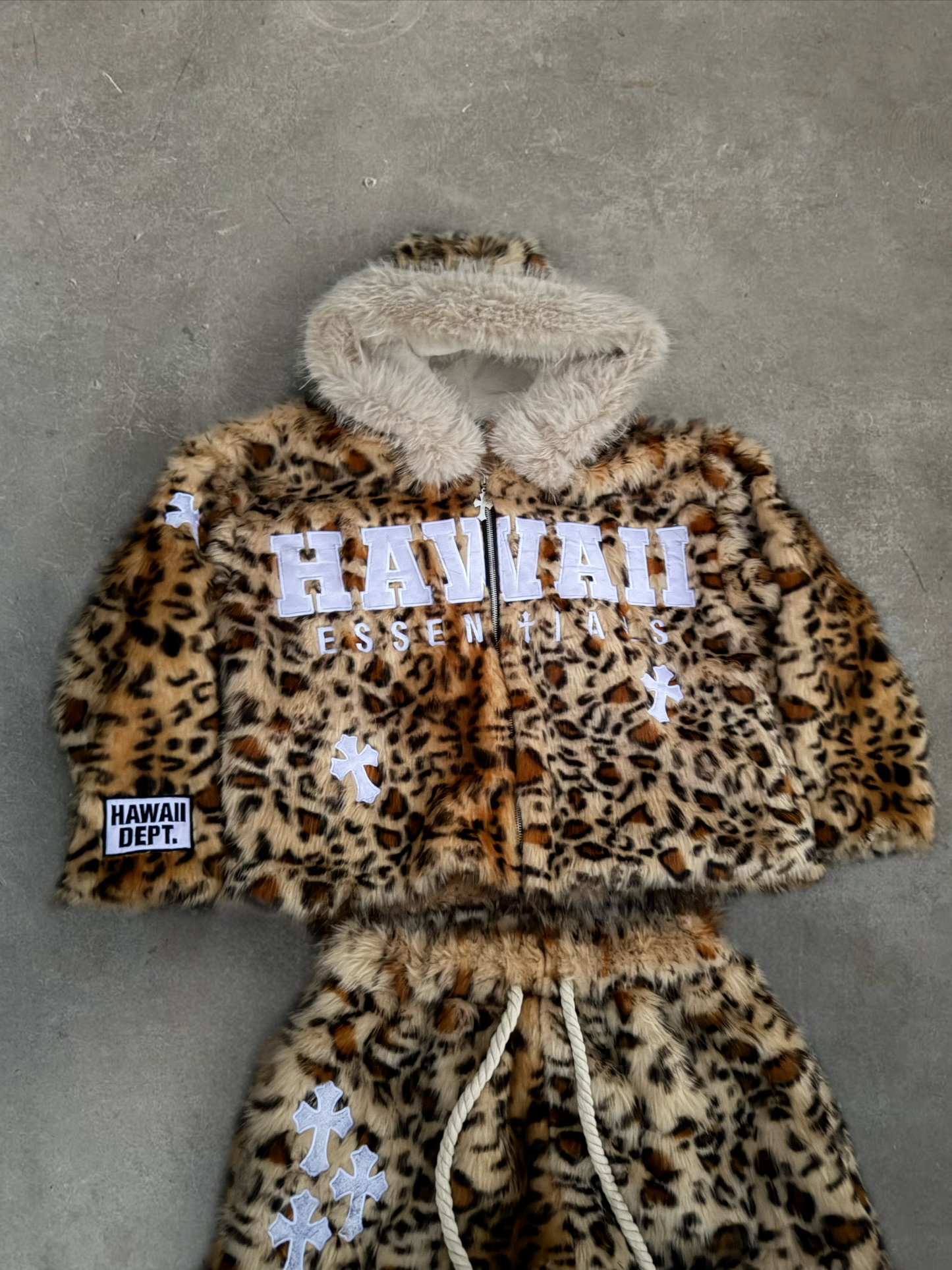 Faux Leopard Zip